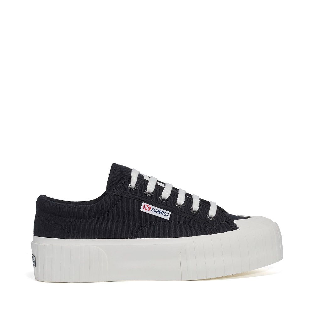 Superga 2631 Stripe Platform Black Low Top Sneakers - Women's Sneakers USA | US0324423